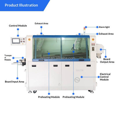380V 60Hz SMT Mini automático de doble onda de PCB a través de agujero de precisión máquina de soldadura de onda libre de plomo con control de pantalla táctil PLC